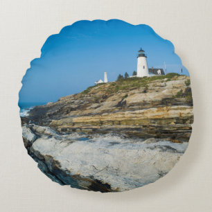 Maine, Pemaquid Point, Pemaquid Point Lighthouse Rond Kussen