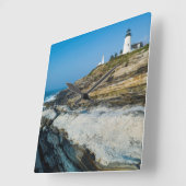 Maine, Pemaquid Point, Pemaquid Point Lighthouse Vierkante Klok (Hoek)