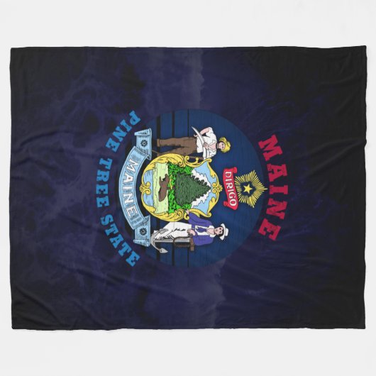 MAINE PINE TREE STATE FLAG FLEECE DEKEN (Voorkant (Horizontaal))