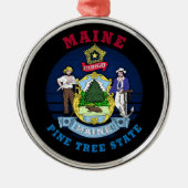 MAINE PINE TREE STATE FLAG METALEN ORNAMENT (Voorkant)