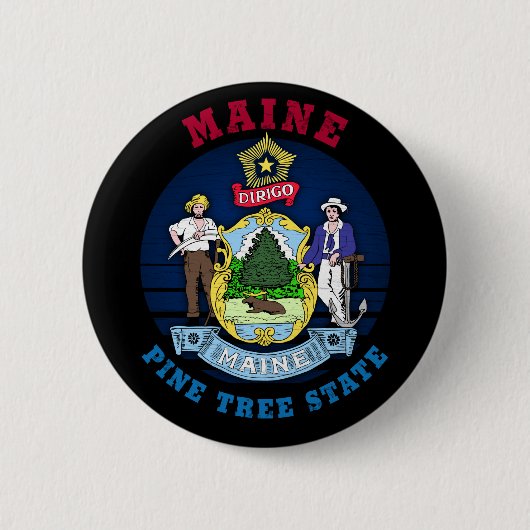 MAINE PINE TREE STATE FLAG RONDE BUTTON 5,7 CM (Voorkant)