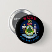 MAINE PINE TREE STATE FLAG RONDE BUTTON 5,7 CM (Voorkant /achterkant)