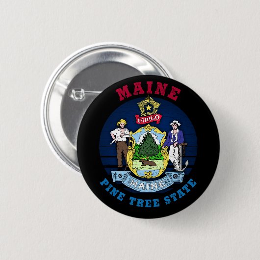 MAINE PINE TREE STATE FLAG RONDE BUTTON 5,7 CM (Voorkant /achterkant)