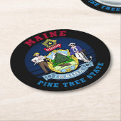 MAINE PINE TREE STATE FLAG RONDE KARTONNEN ONDERZETTER (Gebogen)