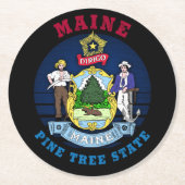 MAINE PINE TREE STATE FLAG RONDE KARTONNEN ONDERZETTER (Voorkant)