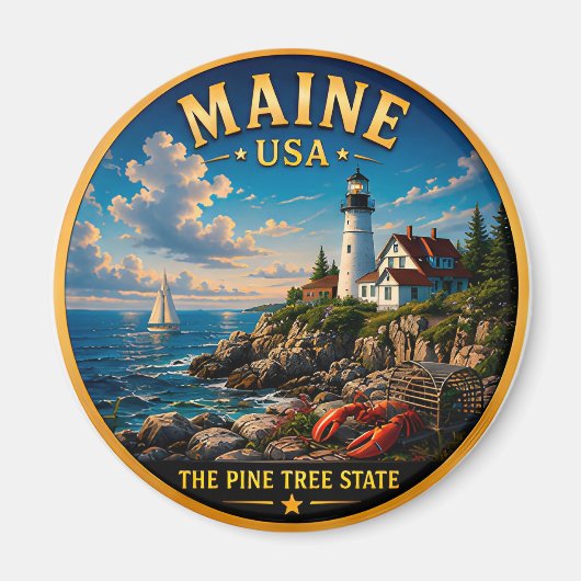 Maine Pine Tree State Kust trots 🌲 Magneet (Voorkant)