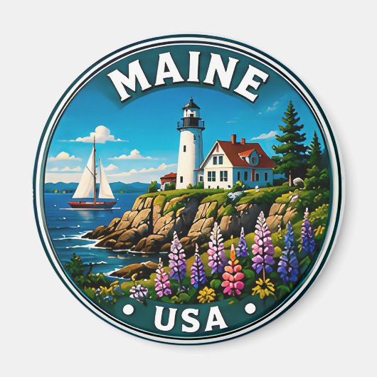 Maine Pine Tree State Kusttrots Magneet (Voorkant)