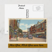 Maine, Portland, Downtown Briefkaart (Voorkant / Achterkant)