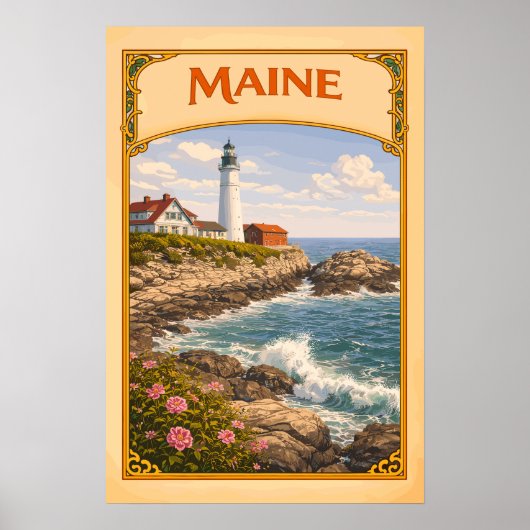 Maine Portland Head Light Vintage Poster (Voorkant)