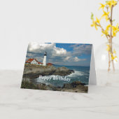 Maine Portland Head Lighthouse Foto Birthday Kaart (Gele Bloem)