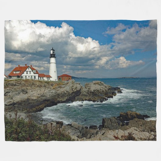 Maine Portland Head Lighthouse Foto Fleece Deken (Voorkant (Horizontaal))