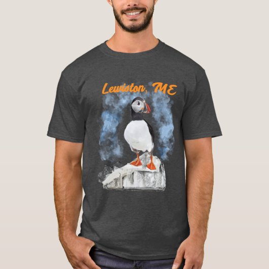 Maine Puffin en Stad T-shirt (Voorkant)