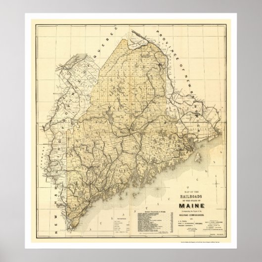Maine Railroad Map 1899 Poster (Voorkant)