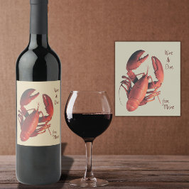 Maine Red Lobster Custom Wine Label Wijn Etiket