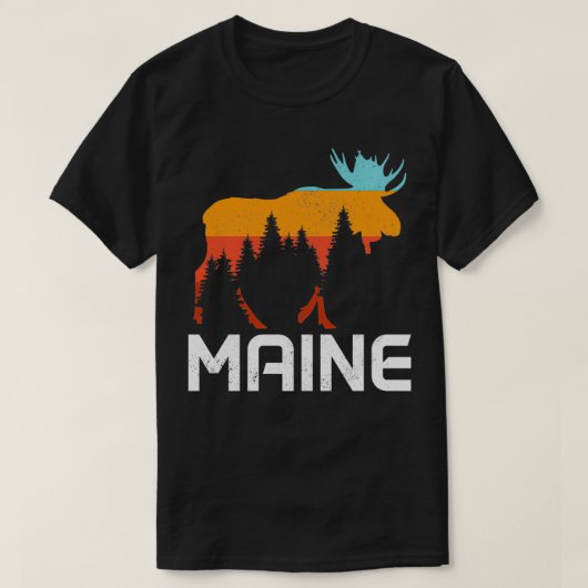 Maine  Retro Pride Souvenir Moose Natuur Hi T-shirt (Design voorkant)
