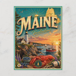 Maine Retro Reis Souvenir Prentbriefkaart Briefkaart