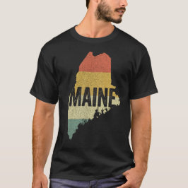 Maine Retro Sunset State Map T-shirt