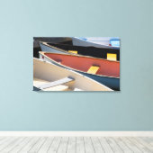 Maine, Rockland. Kleurrijke boten in Rockland Canvas Afdruk (Insitu (Houten vloer))