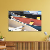 Maine, Rockland. Kleurrijke boten in Rockland Canvas Afdruk (Insitu (Woonkamer))