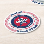 Maine Rood Wit Blauw Typografie Ronde Kartonnen Onderzetter (Gebogen)