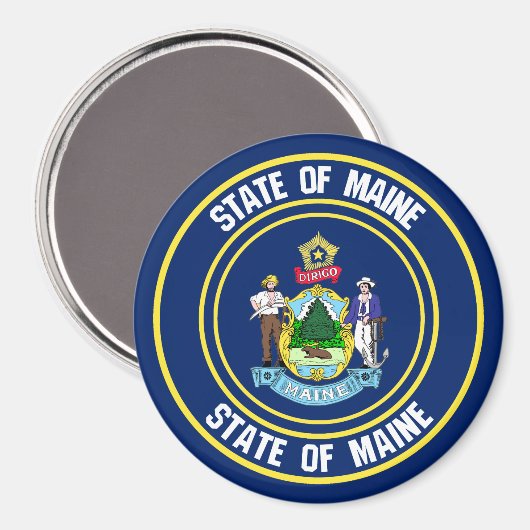 Maine Round Emblem Magneet (Voorkant / Achterkant)