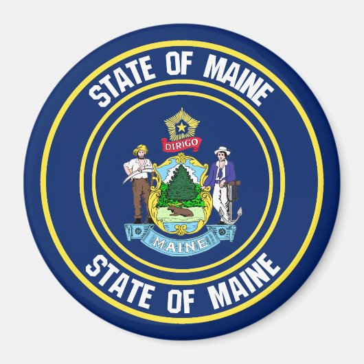 Maine Round Emblem Magneet (Voorkant)