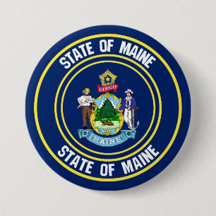 Maine Round Emblem Ronde Button 7,6 Cm