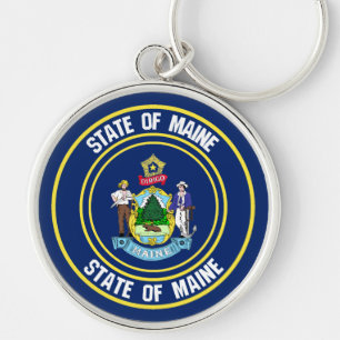 Maine Round Emblem Sleutelhanger