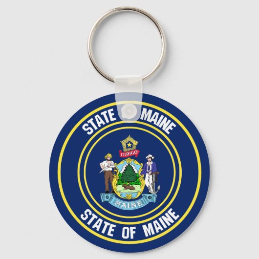 Maine Round Emblem Sleutelhanger (Voorkant)