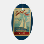 Maine Sailboot Vintage Travel Keramisch Ornament (Rechts)