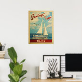 Maine Sailboot Vintage Travel Poster (Thuiskantoor)