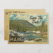 Maine Save the Date Mountains River Snow Aankondigingskaart (Voorkant / Achterkant)