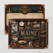 Maine Shadow Box 3D Figuur Staat Briefkaart (Voorkant / Achterkant)
