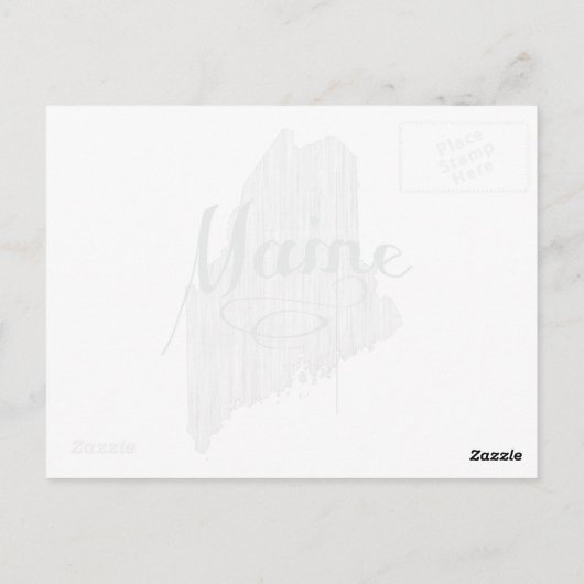Maine Shaped  Grey Typografie Mainer Briefkaart (Achterkant)