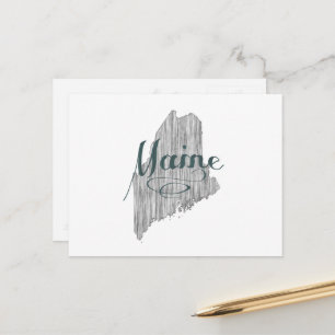 Maine Shaped Grey Typografie Mainer Briefkaart