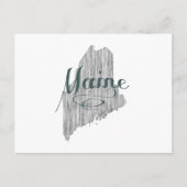 Maine Shaped  Grey Typografie Mainer Briefkaart (Voorkant)