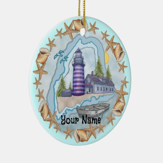 Maine Shells Lighthouse Ornament (Rechts)