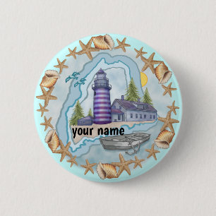 Maine Shells Lighthouse pinknop Ronde Button 5,7 Cm