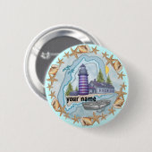 Maine Shells Lighthouse pinknop Ronde Button 5,7 Cm (Voorkant /achterkant)