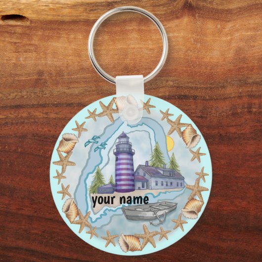 Maine Shells Lighthouse sleutelhanger (Voorkant)