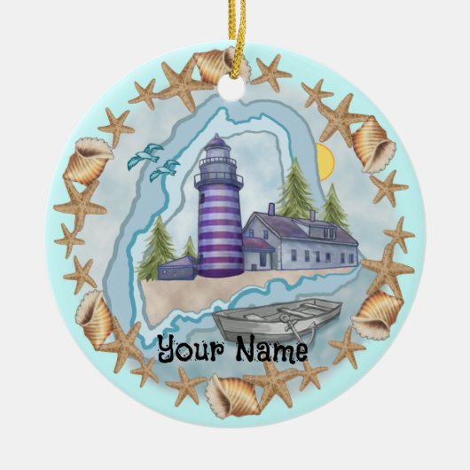 Maine Shells Vuurtoren Ornament (Voorkant)