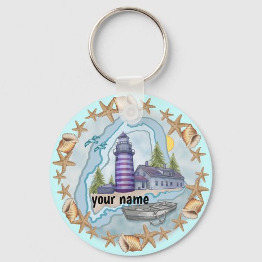 Maine Shells Vuurtoren sleutelhanger (Voorkant)