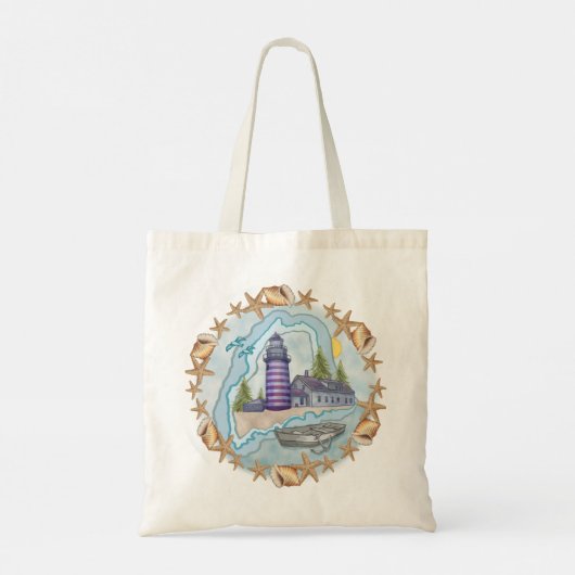 Maine Shells vuurtoren Tote Bag (Achterkant)