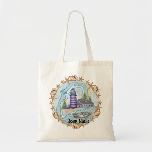 Maine Shells vuurtoren Tote Bag (Voorkant)