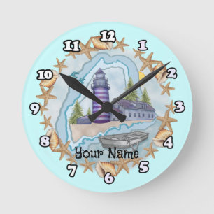 Maine Shells Vuurtorenklok Ronde Klok