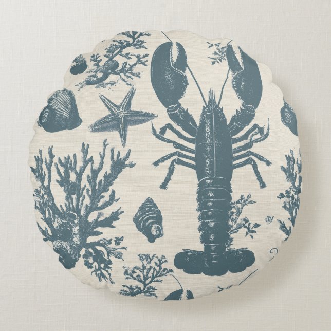 Maine Shore Lobster Rond Kussen (Voorkant)