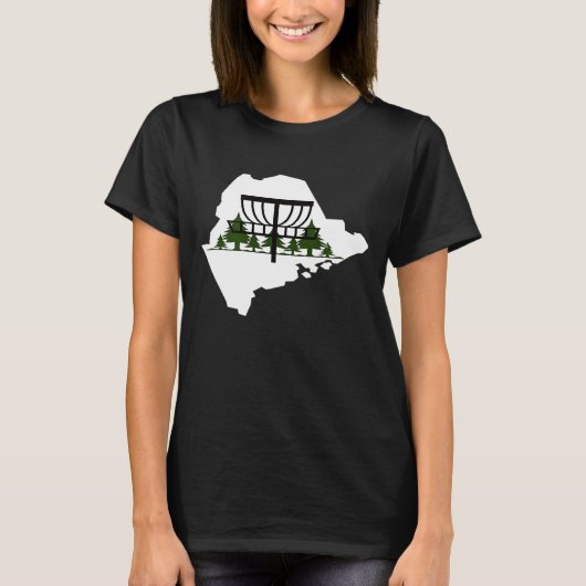 Maine Silhouette Disk Golf Basket T-shirt (Voorkant)