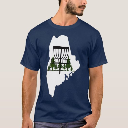 Maine Silhouette Disk Golf Basket T-shirt (Voorkant)