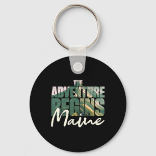 Maine Souvenir Wandelen Het Avontuur Begint Kamper Sleutelhanger