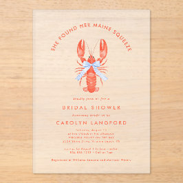 Maine Squeeze Coastal Lobster Bridal Shower  Acryl Uitnodigingen